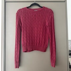 American Apparel Cable Knit Maroon/Bordeaux Color Crewneck 100% cotton